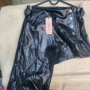 Micas Black Faux Leather Skirt